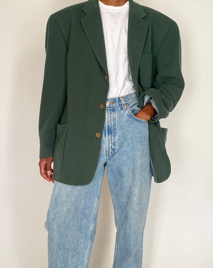 VINTAGE GREEN WOOL BLAZER 4075