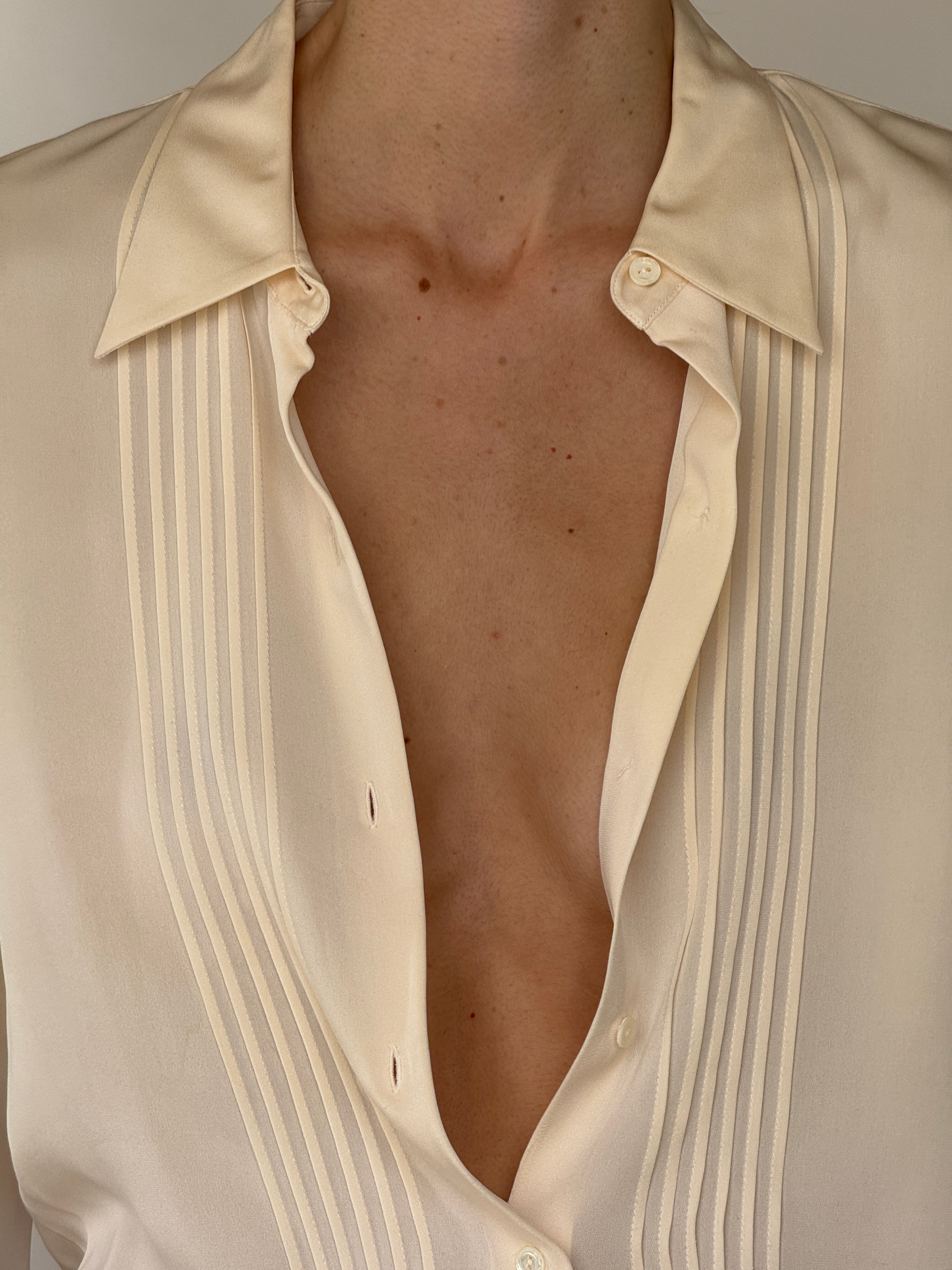 Vintage Silk Blend Blouse Ivory 7028
