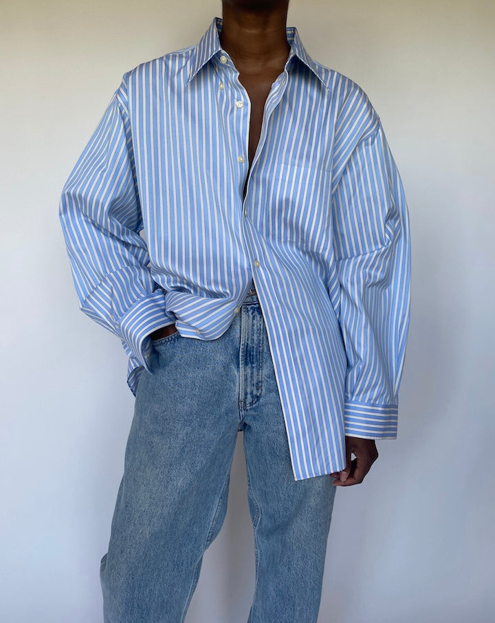 VINTAGE OVERSIZED COTTON STRIPED SHIRT 3554