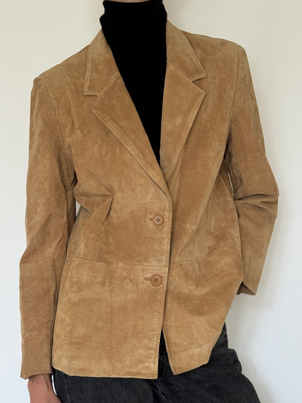 Vintage tan suede leather blazer photo 4