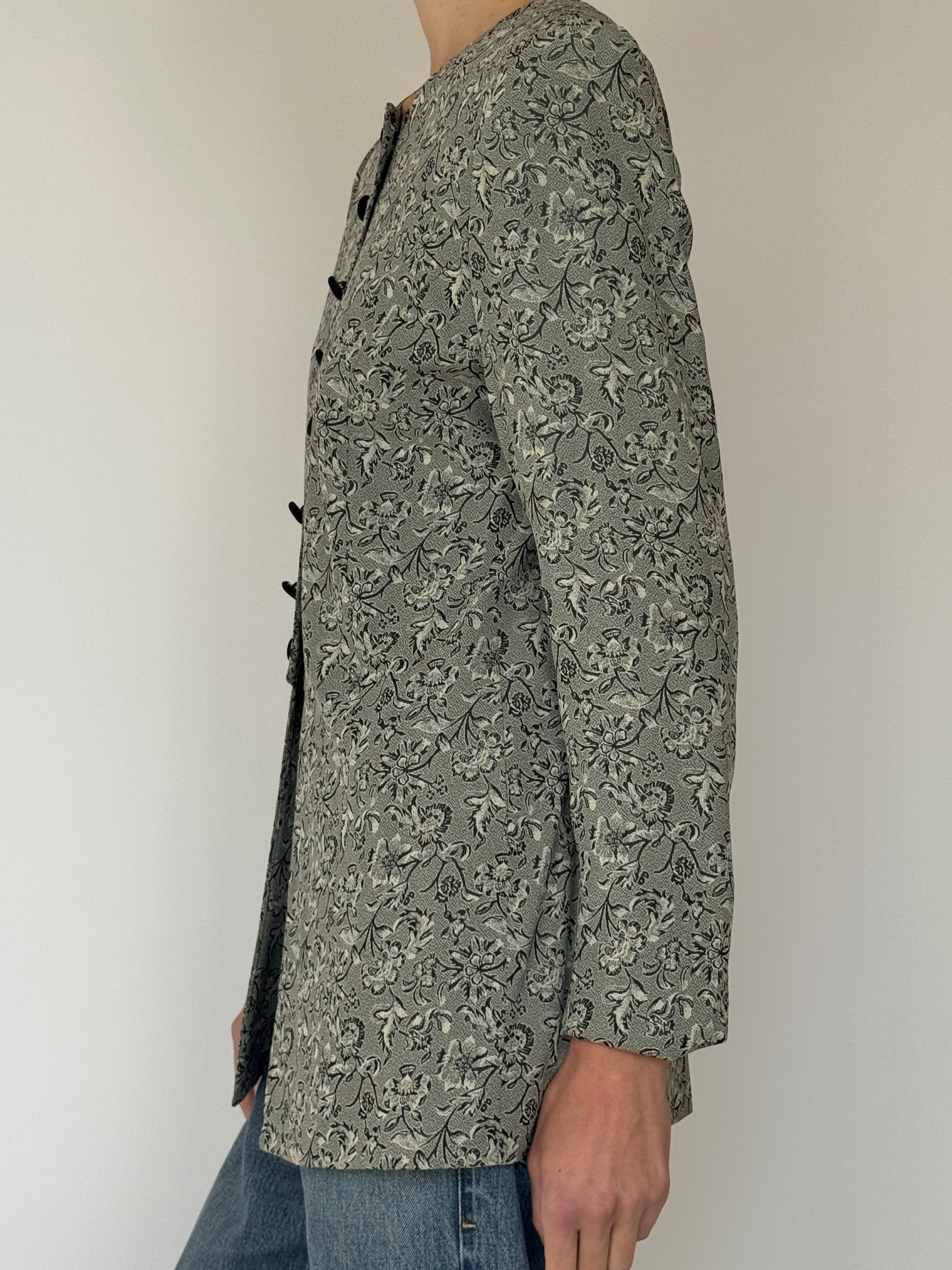 Vintage floral button front blazer side view