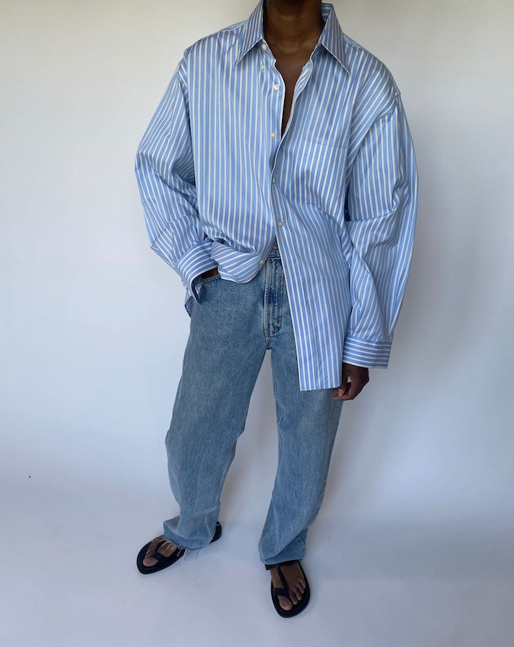 VINTAGE OVERSIZED COTTON STRIPED SHIRT 3554