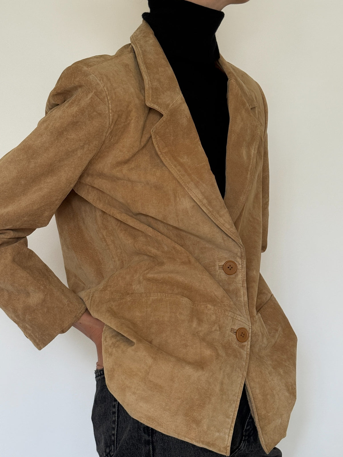 Vintage tan suede leather blazer photo 6