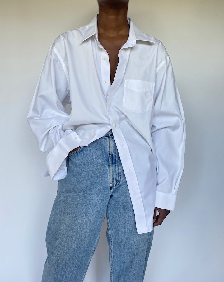 VINTAGE OVERSIZED WHITE BUTTON DOWN SHIRT 3555