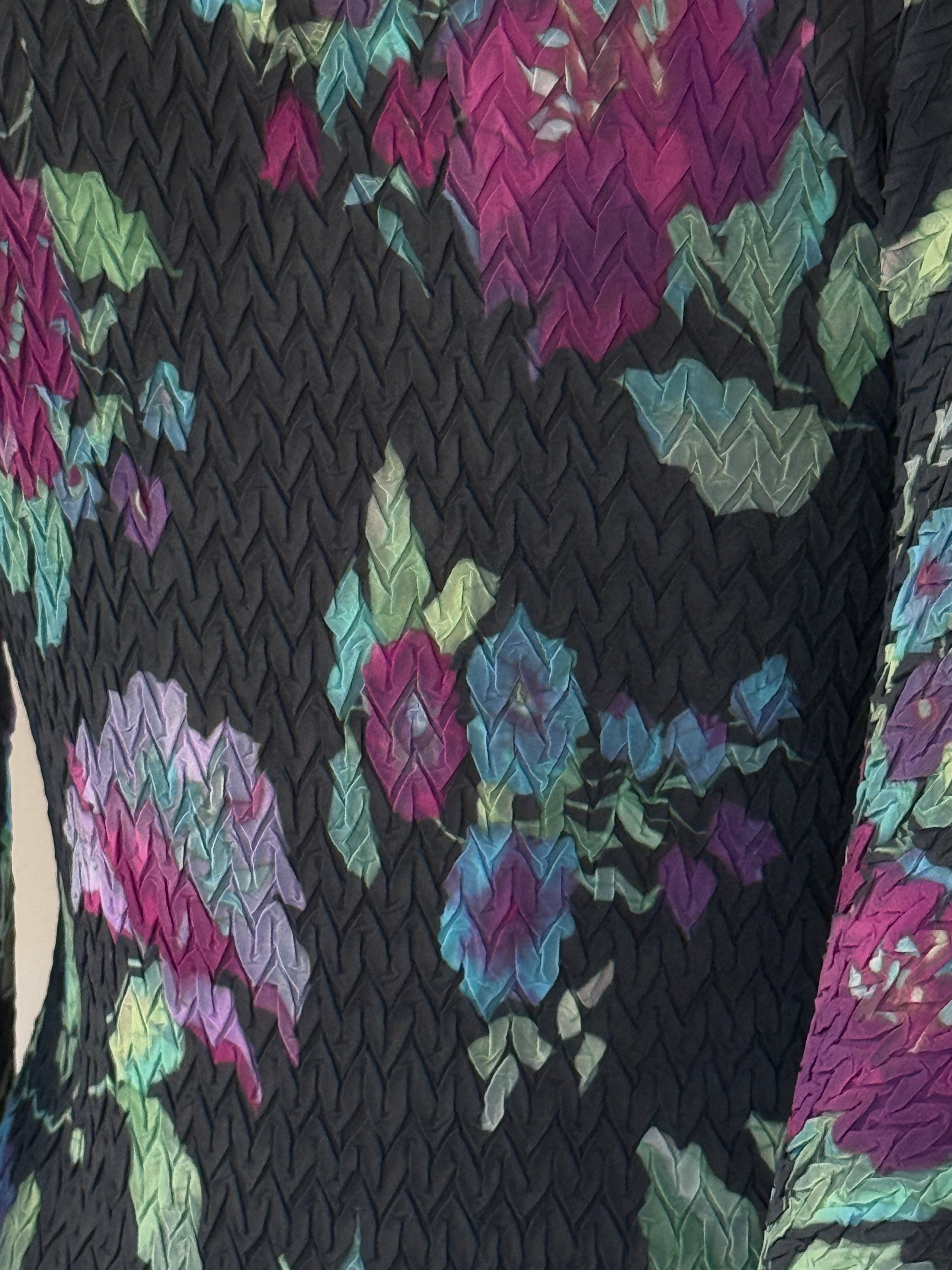 Vintage black floral blouse back view