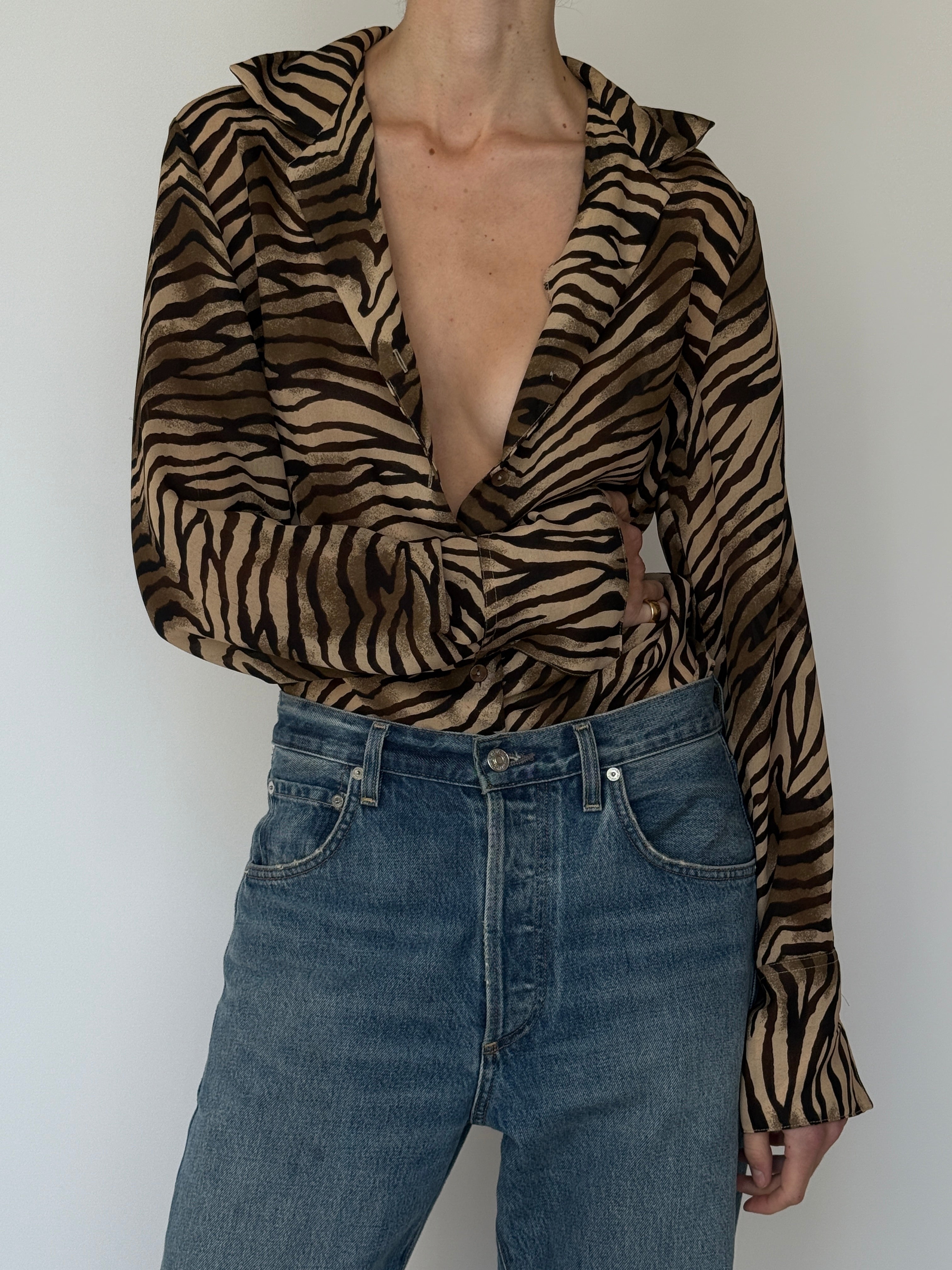 Vintage Zebra Print Blouse 7030
