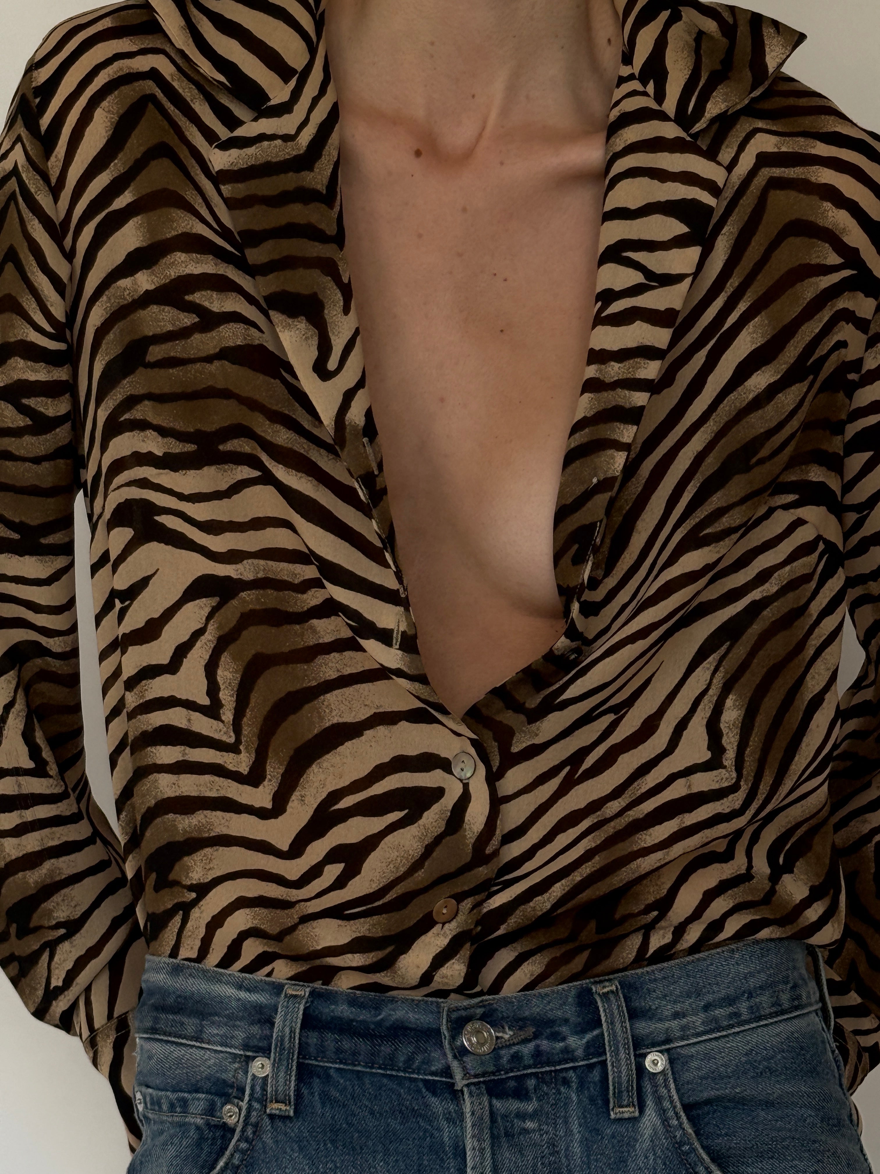 Vintage Zebra Print Blouse 7030