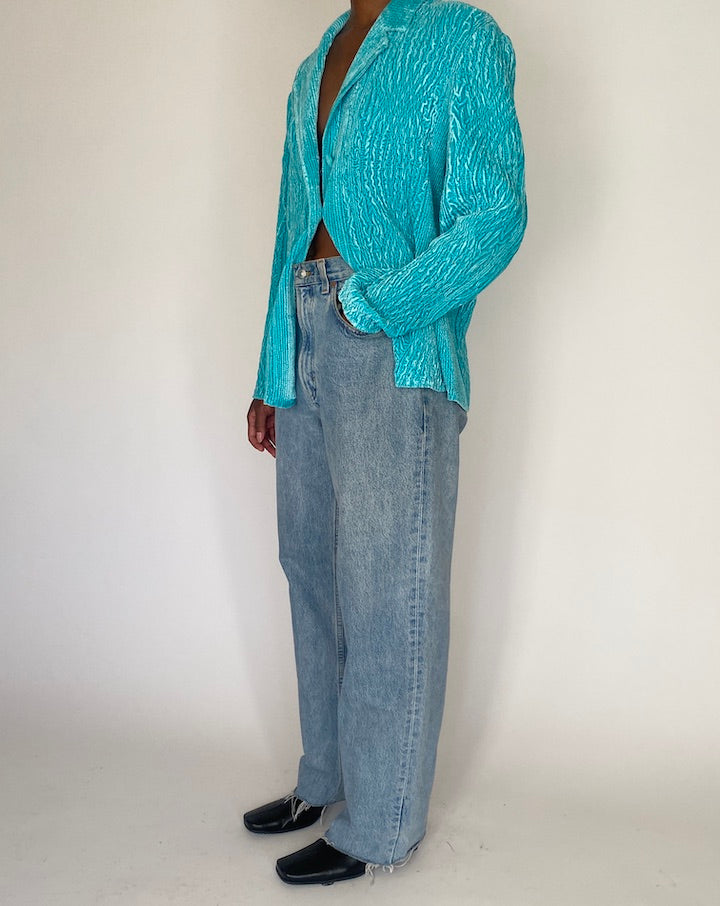 VINTAGE TURQUOISE VELVET SHIRT 4080