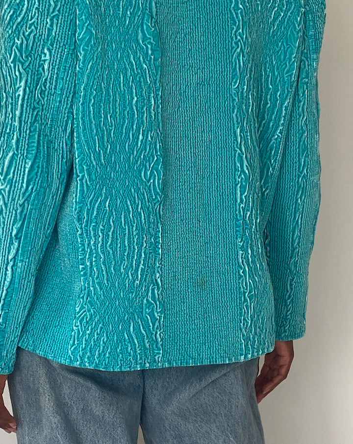 VINTAGE TURQUOISE VELVET SHIRT 4080