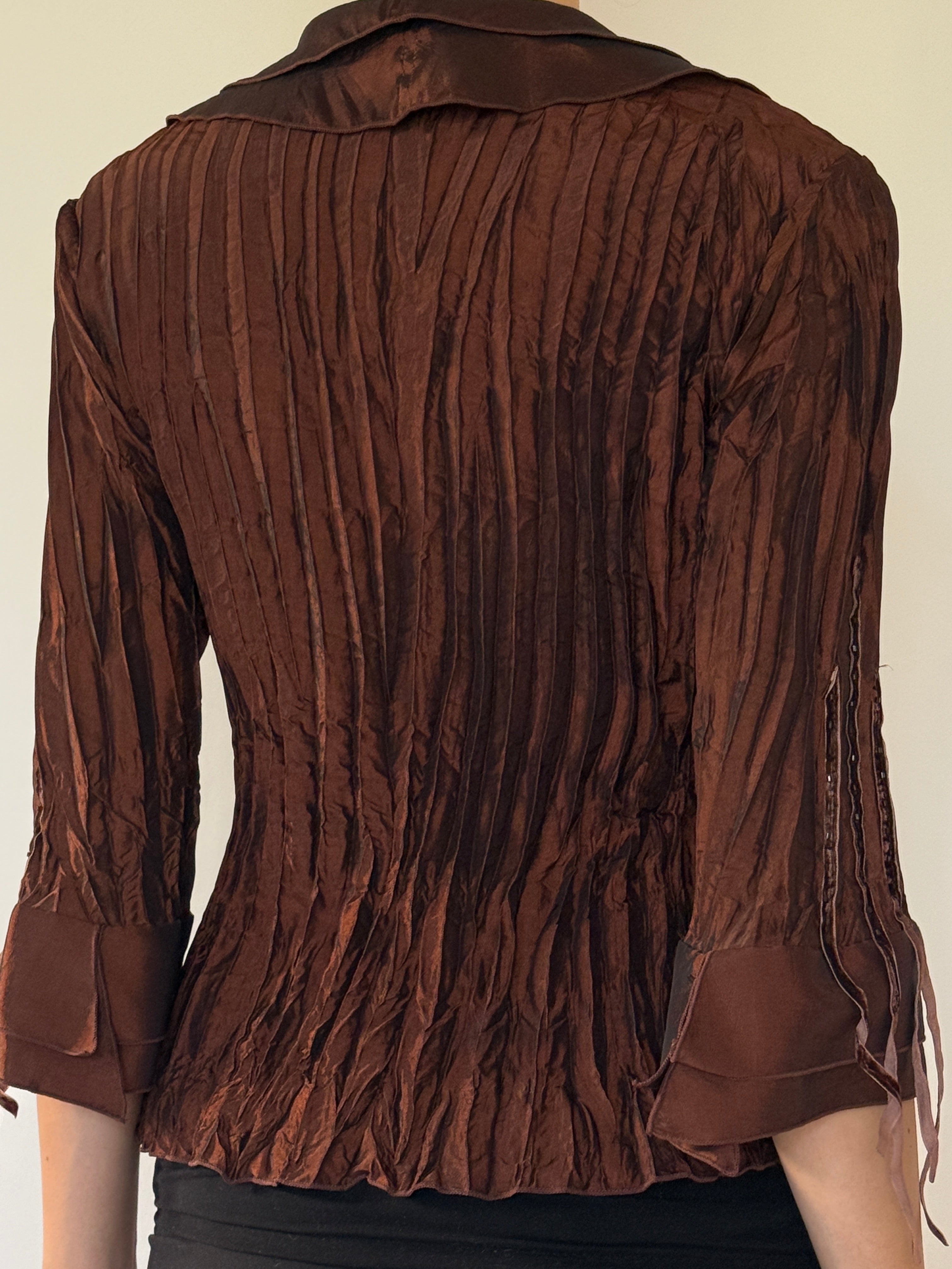 Vintage chocolate brown blouse back view