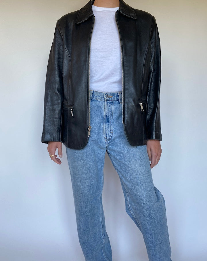 VINTAGE BLACK LEATHER JACKET 3088