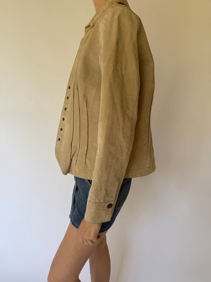 Vintage Suede Leather Jacket in Sand 6152