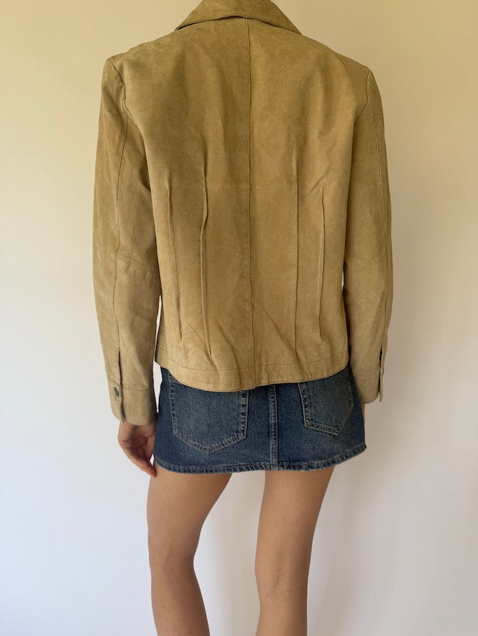 Vintage Suede Leather Jacket in Sand 6152