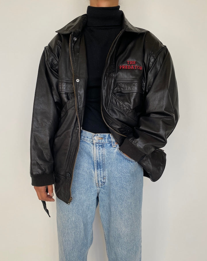 VINTAGE BLACK OVERSIZED LEATHER JACKET 1851