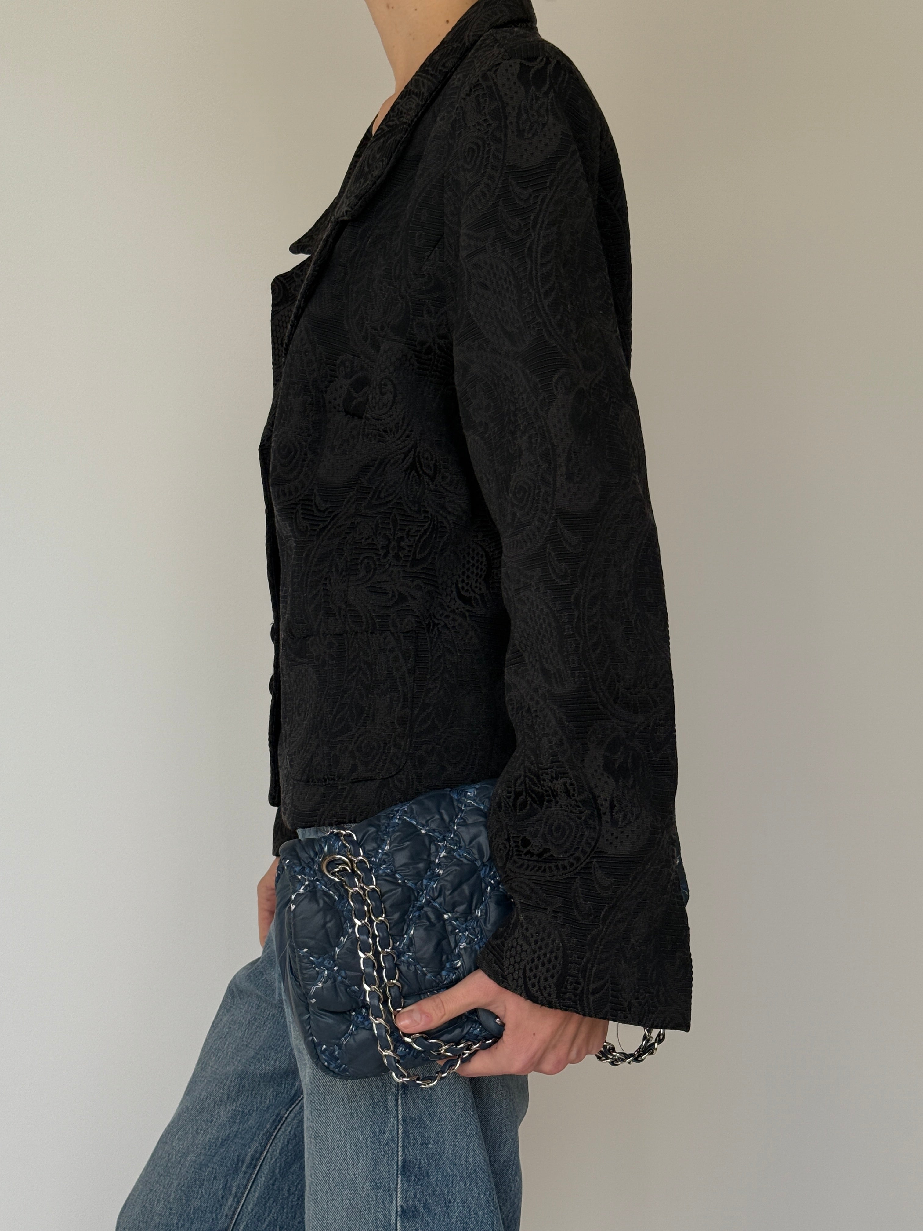 Vintage Textured Blazer Black 7031