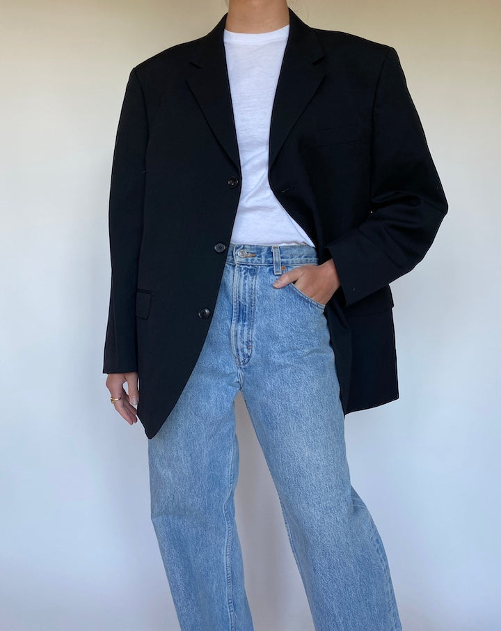 VINTAGE BLACK SINGLE BREASTED BLAZER 3089