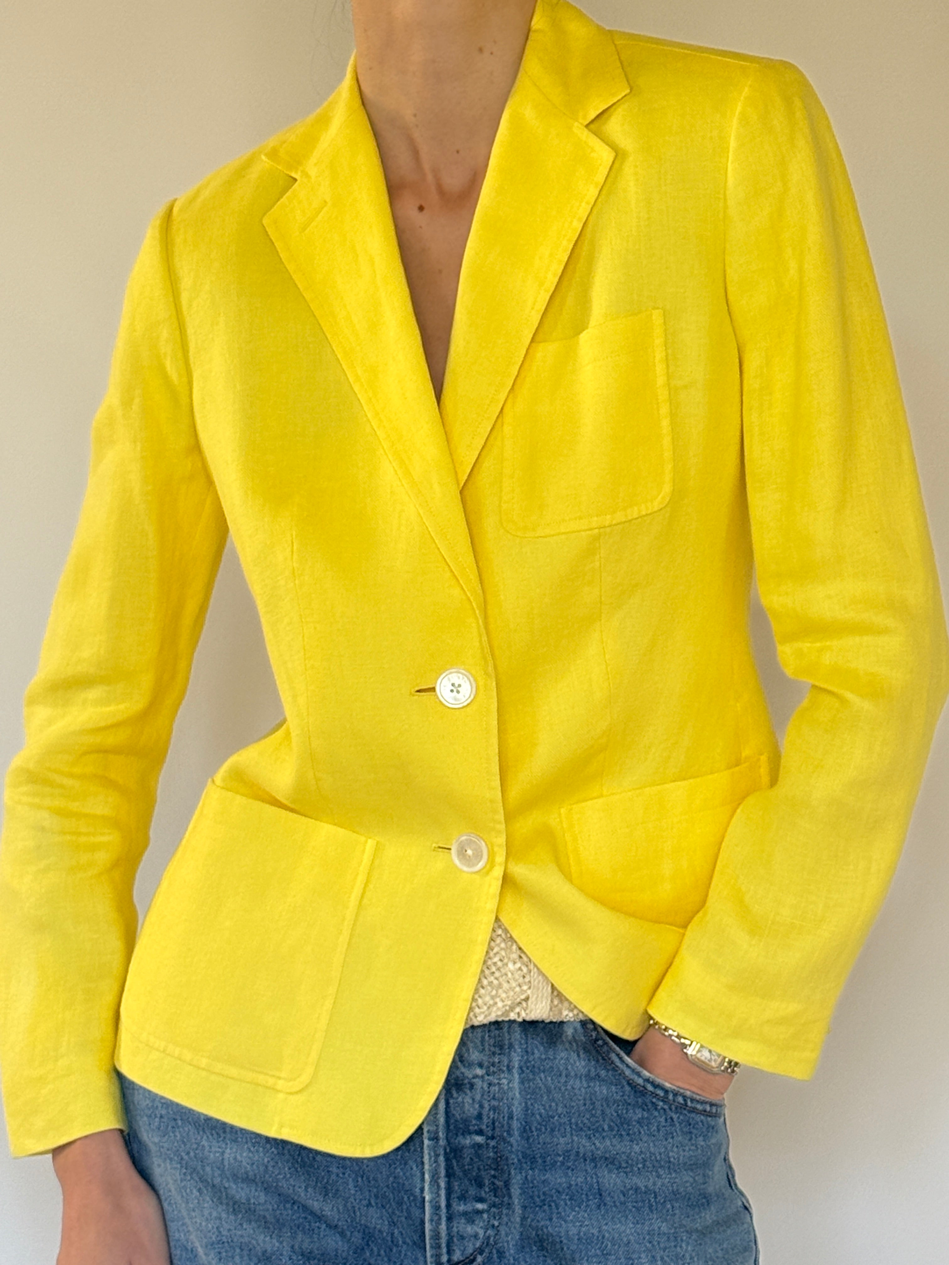 Vintage linen blazer fabric close-up