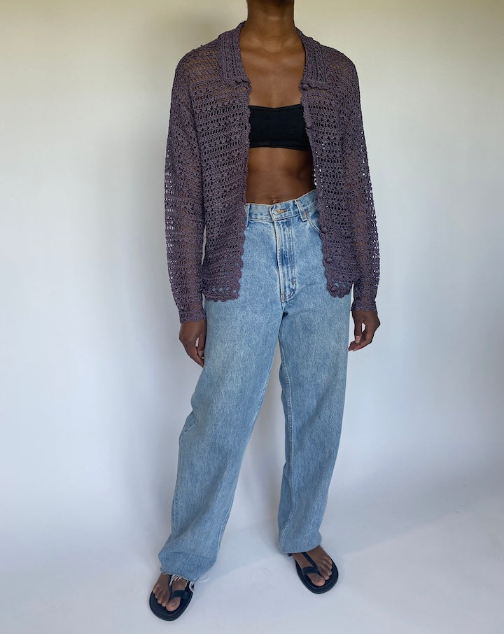 VINTAGE PURPLE CROCHET CARDIGAN 3560