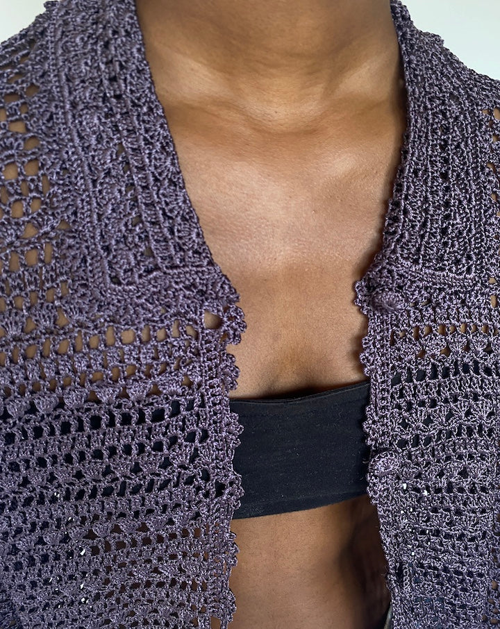 VINTAGE PURPLE CROCHET CARDIGAN 3560