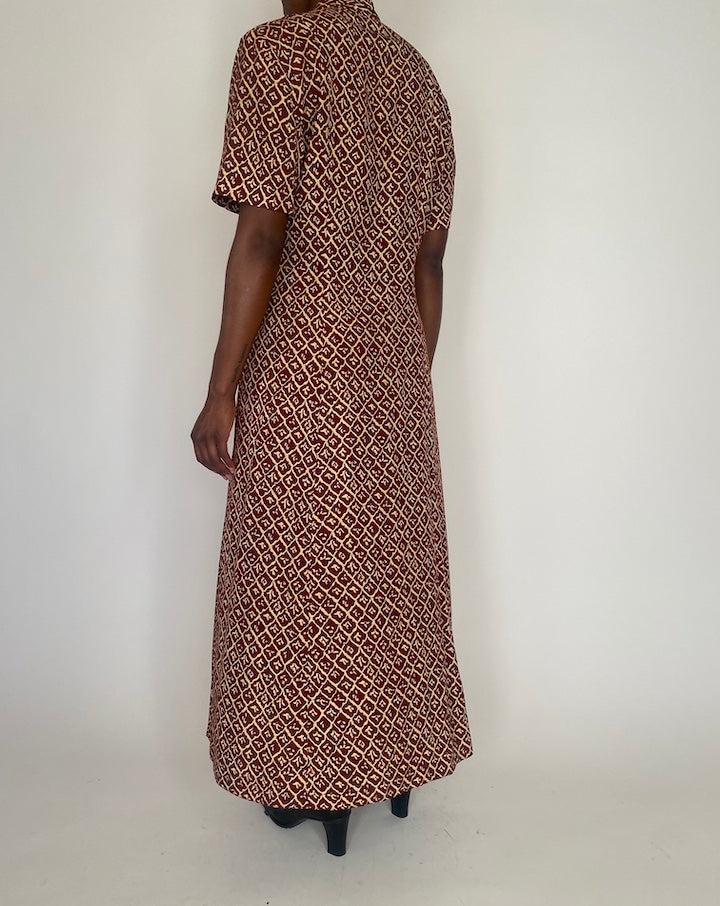 VINTAGE PATTERNED LONG DRESS 4085
