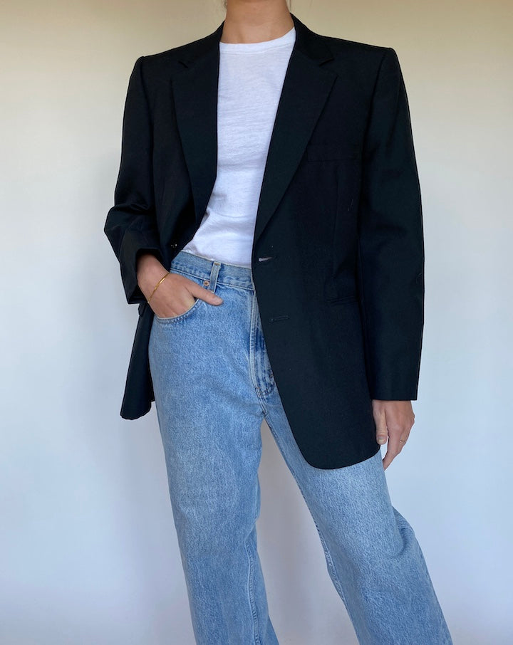 VINTAGE BLACK SINGLE BREASTED BLAZER 3091