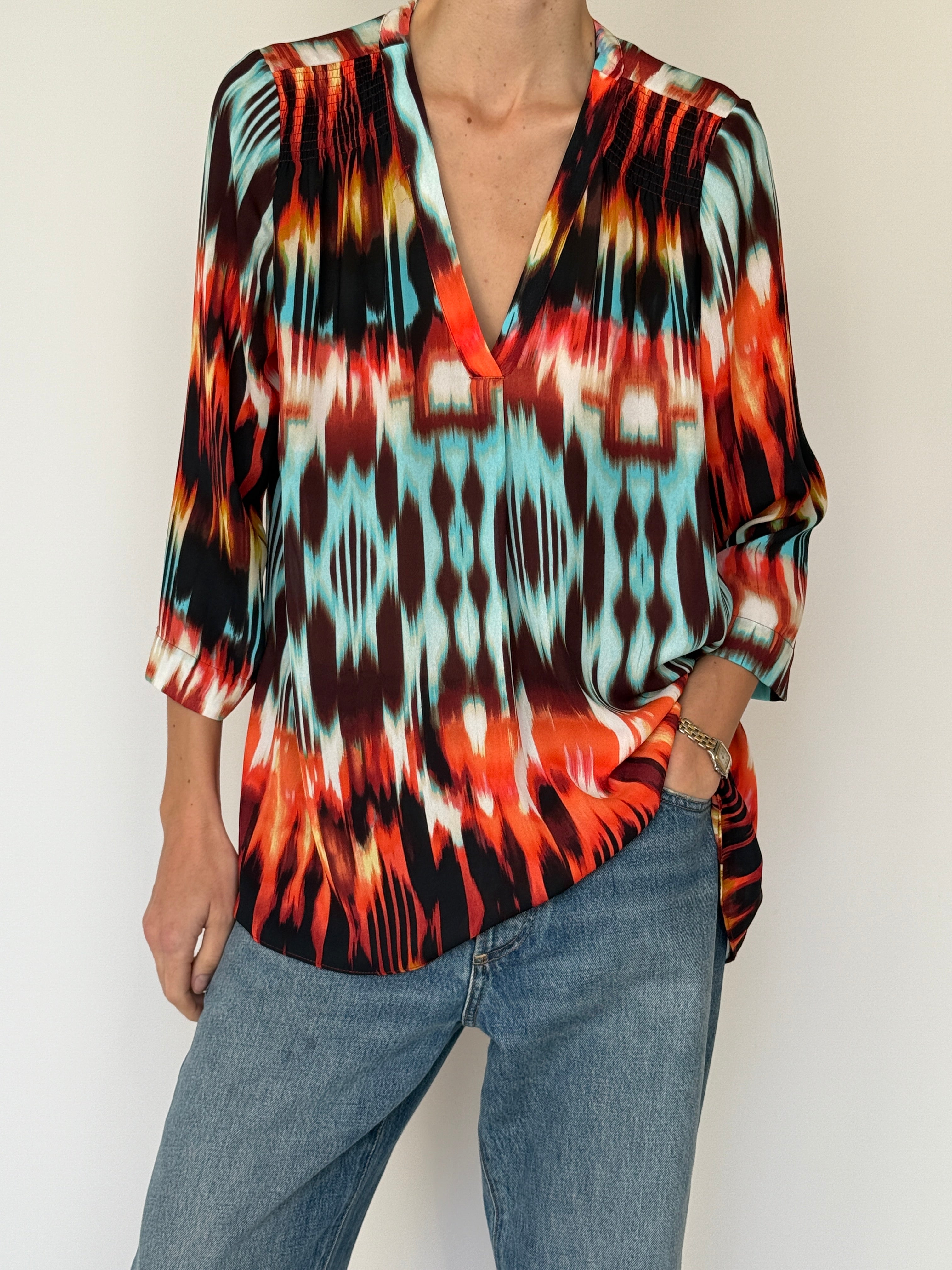 Vintage Abstract Print Blouse