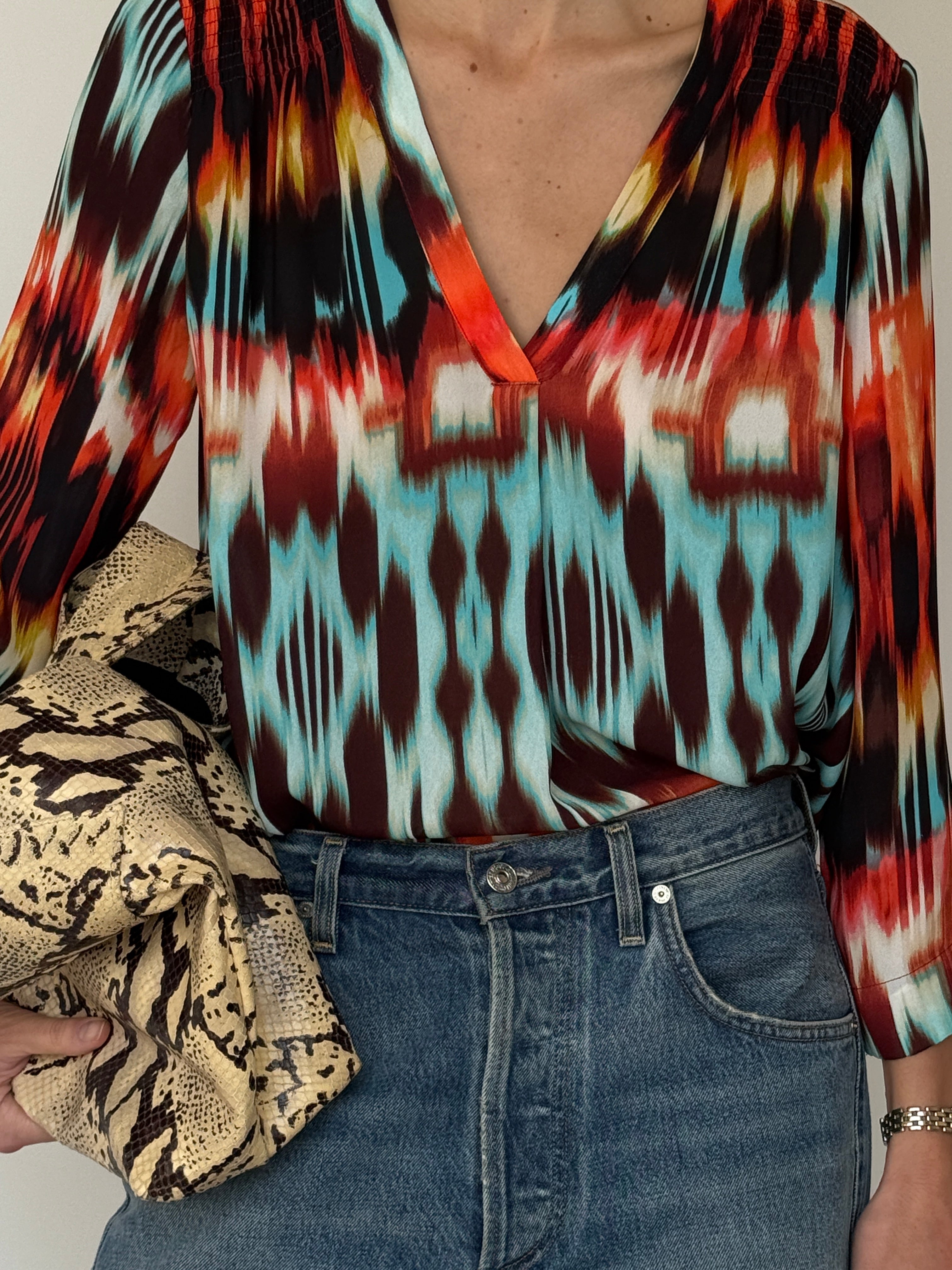Vintage Abstract Print Blouse
