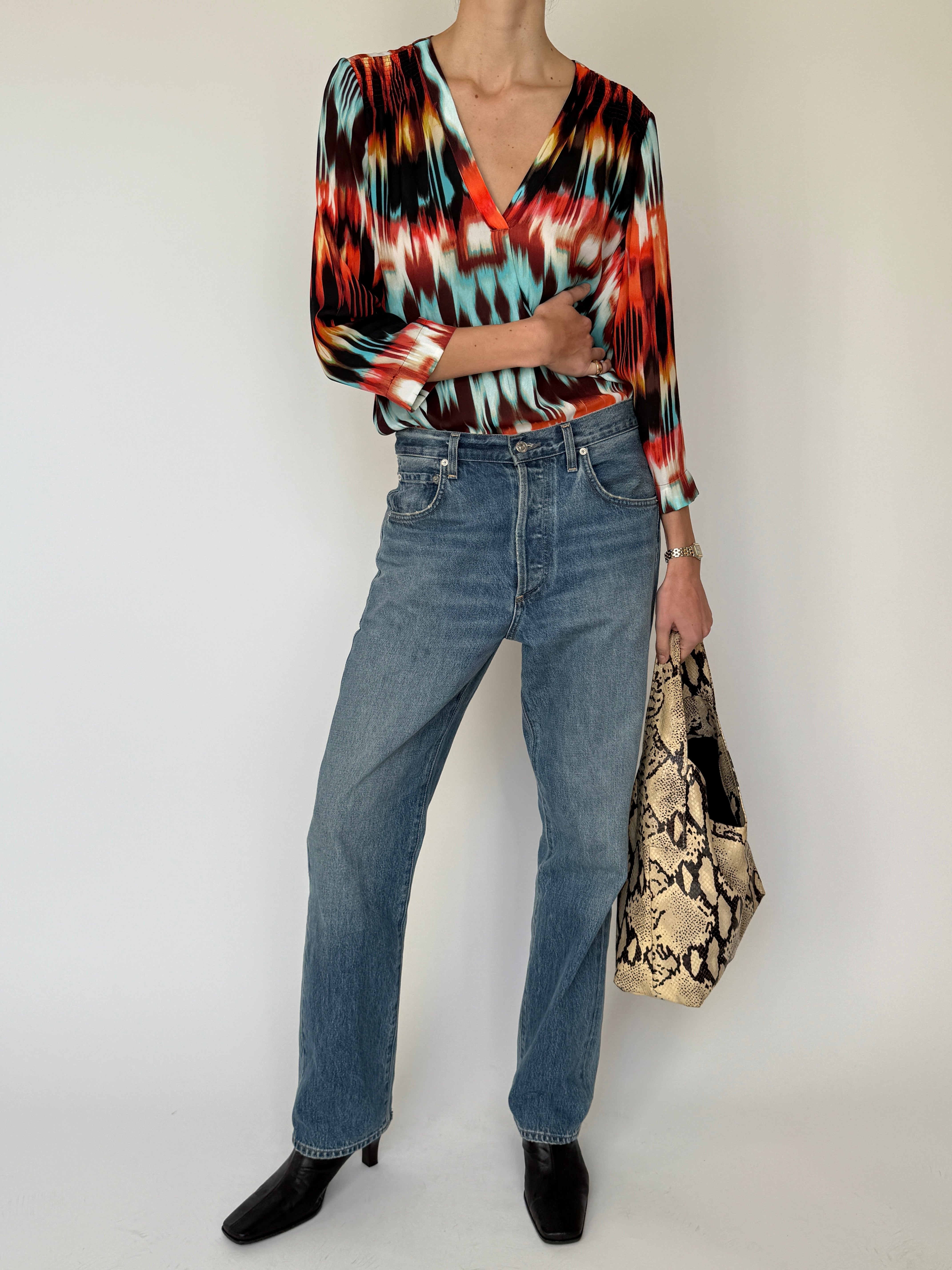 Vintage Abstract Print Blouse