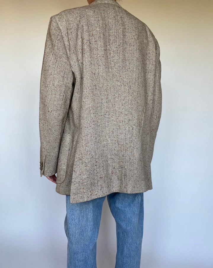 VINTAGE BEIGE FISHBONE BLAZER 3094
