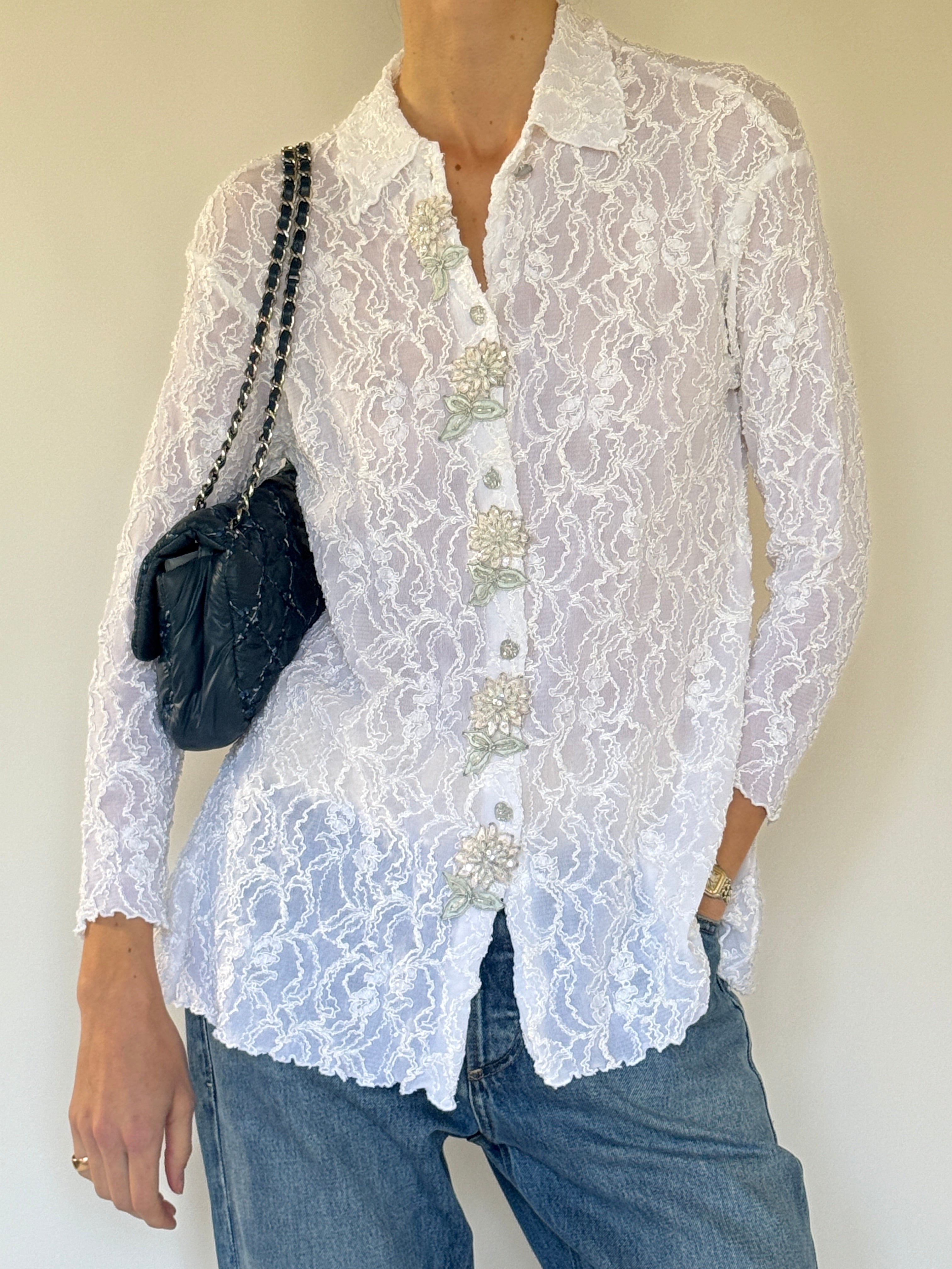 Vintage lace blouse front view
