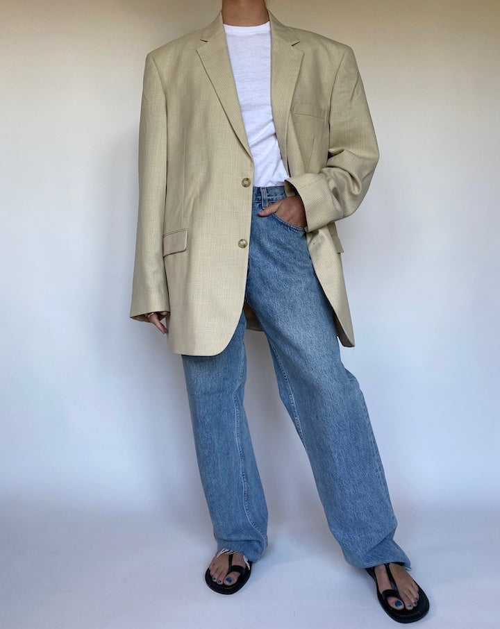 VINTAGE CHECKED BEIGE BLAZER 3098