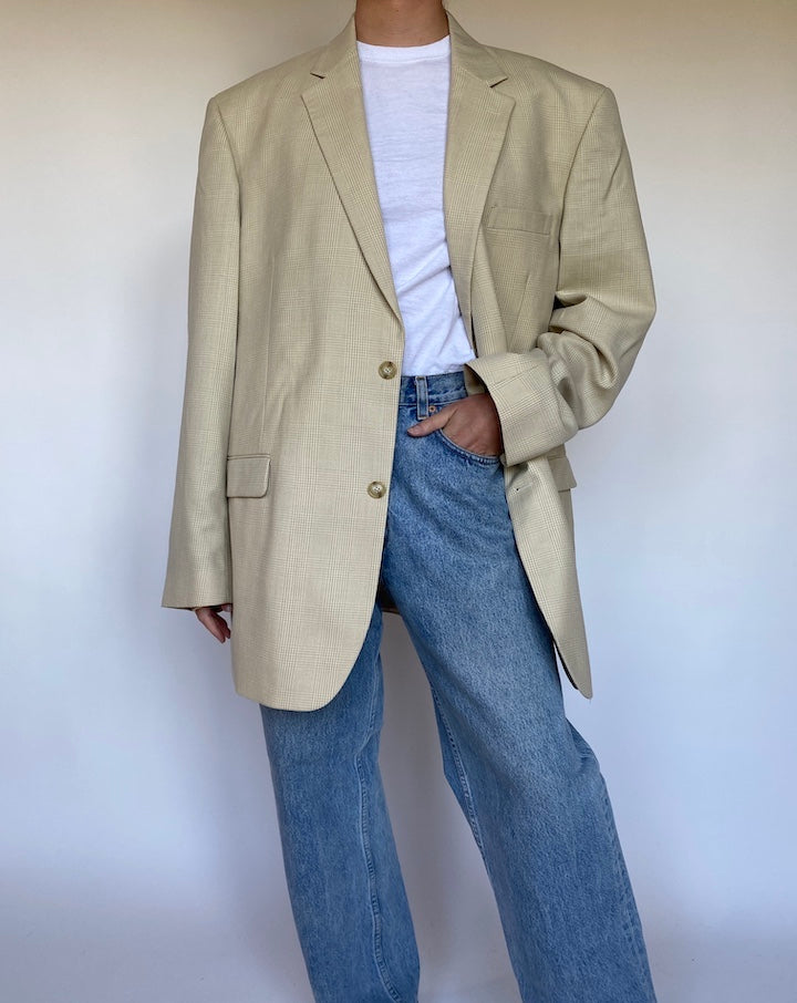 VINTAGE CHECKED BEIGE BLAZER 3098