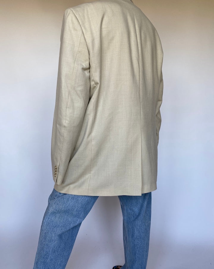 VINTAGE CHECKED BEIGE BLAZER 3098