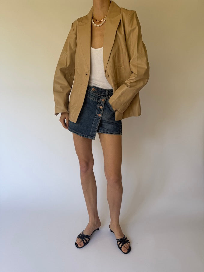 Vintage Leather jacket beige 6154
