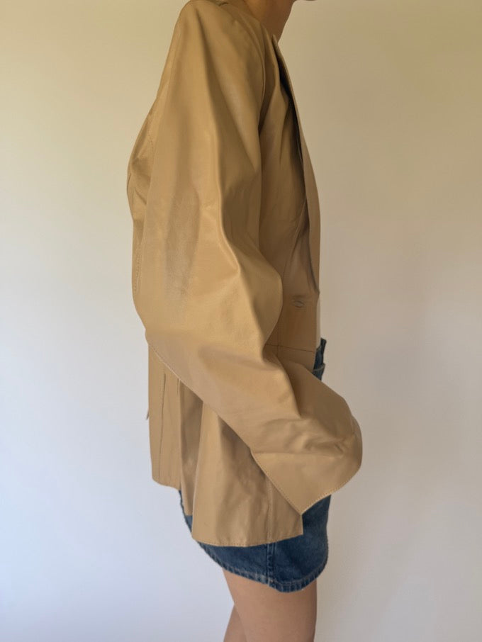 Vintage Leather jacket beige 6154
