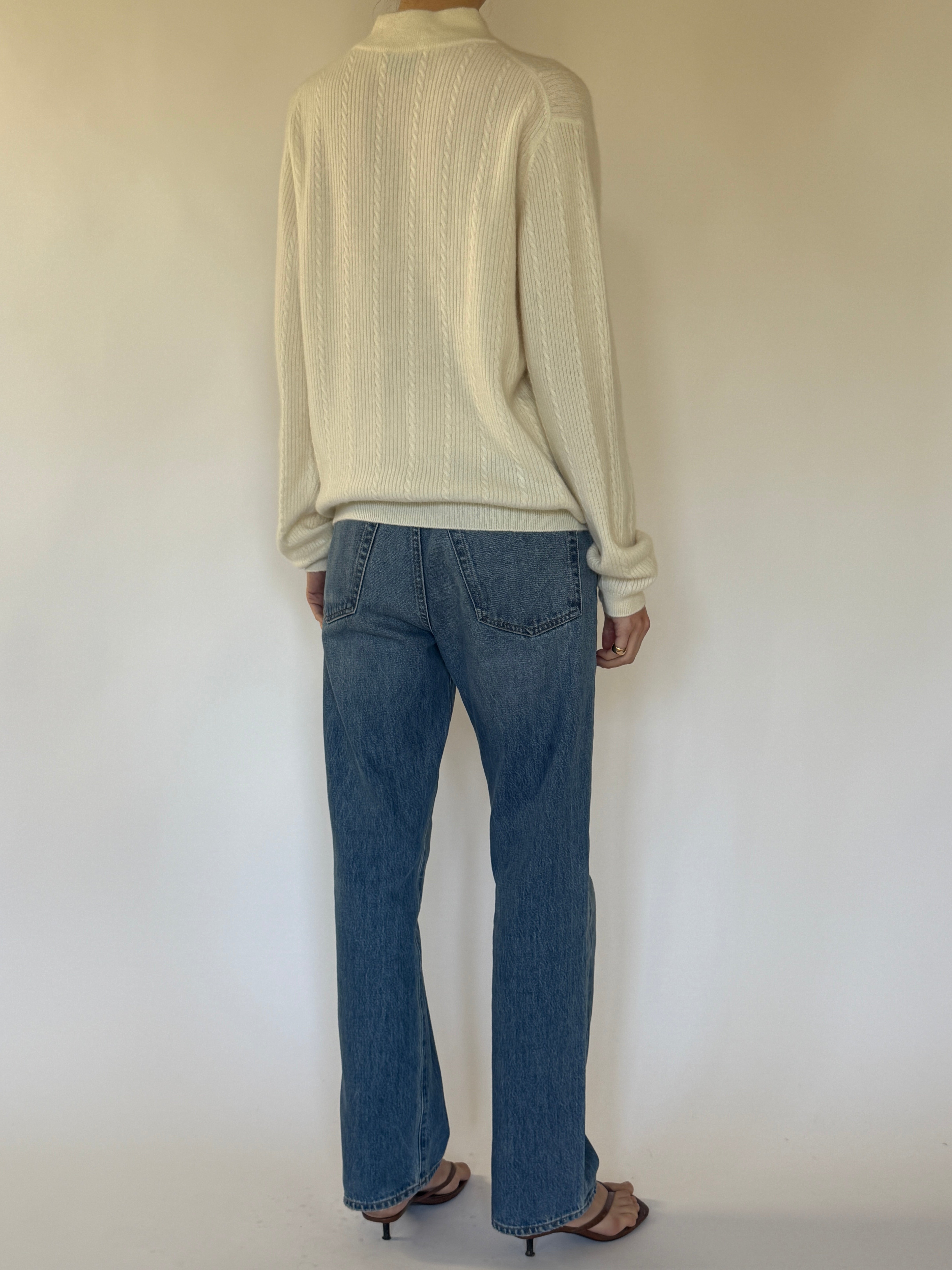 Vintage cream cashmere sweater back view
