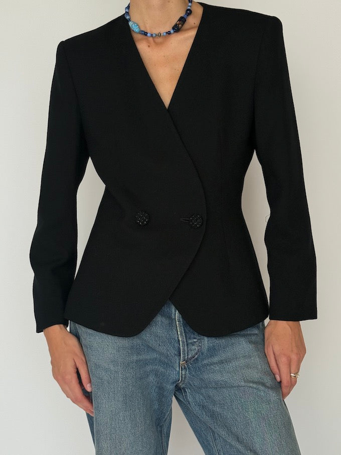 Vintage Structured Blazer Black 6514