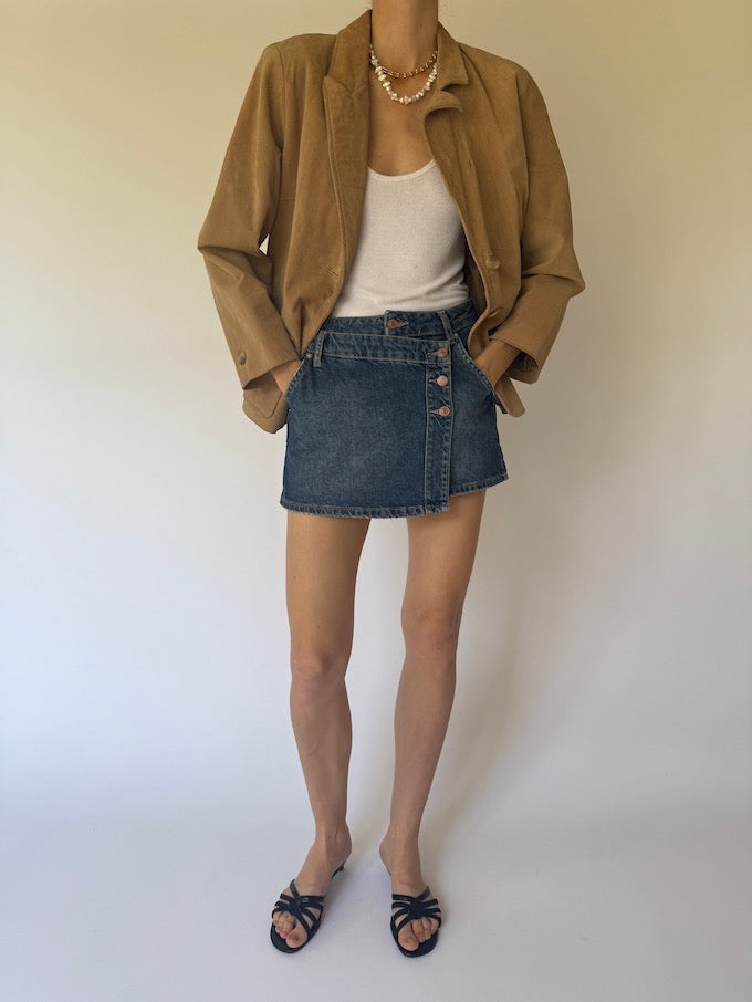 Vintage suede leather jacket honey brown 6162