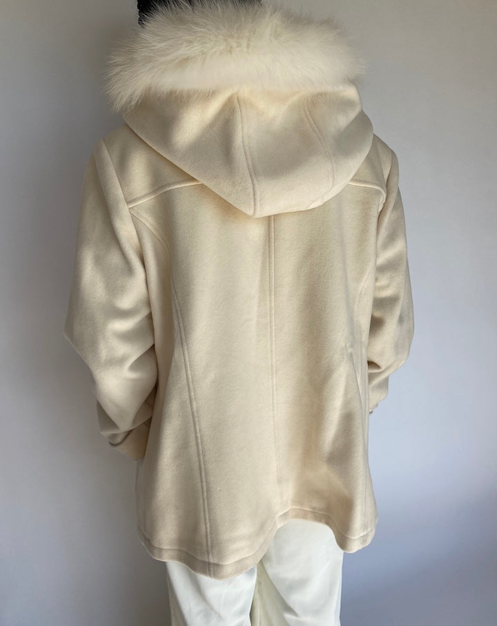 VINTAGE CREAM WOOL JACKET WITH FUR DETAILING 1197