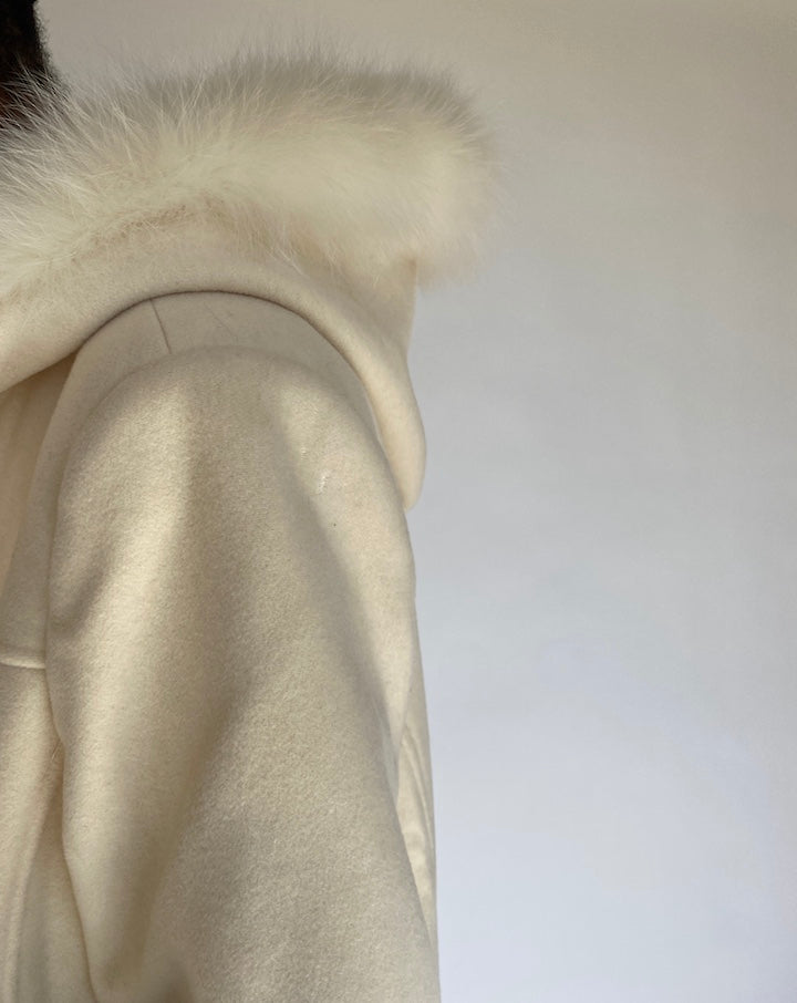 VINTAGE CREAM WOOL JACKET WITH FUR DETAILING 1197