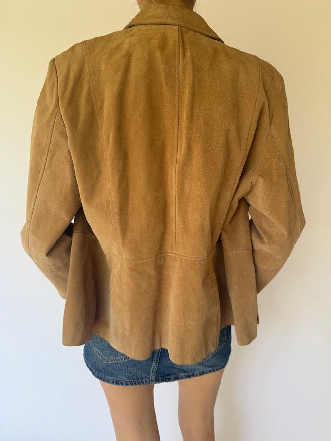 Vintage suede leather jacket honey brown 6162