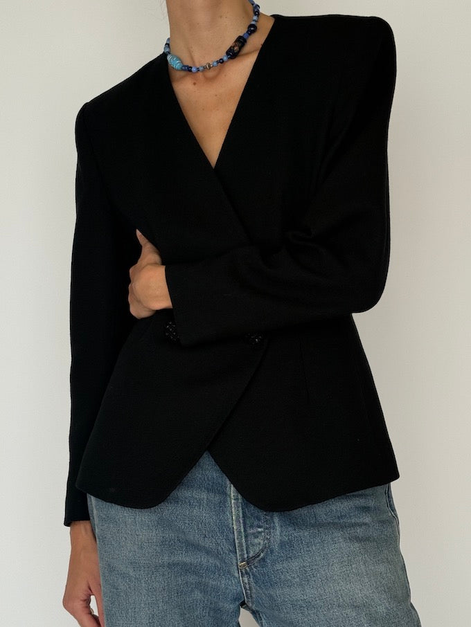 Vintage Structured Blazer Black 6514