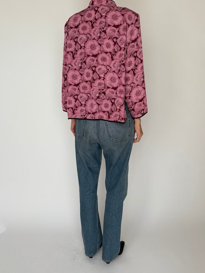 Vintage Pink Floral Blouse 6513