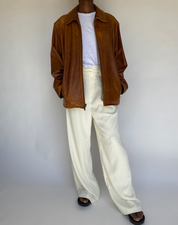 VINTAGE BROWN OVERSIZED LEATHER JACKET 1199