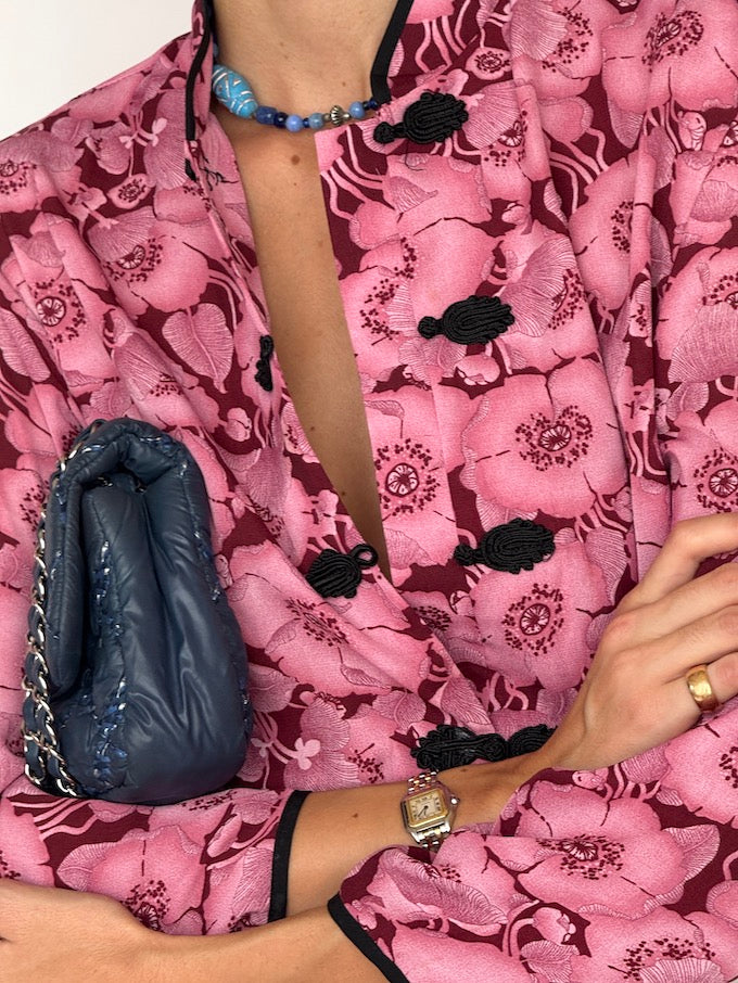 Vintage Pink Floral Blouse 6513