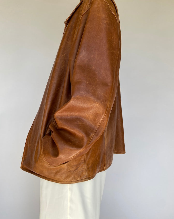 VINTAGE BROWN OVERSIZED LEATHER JACKET 1199