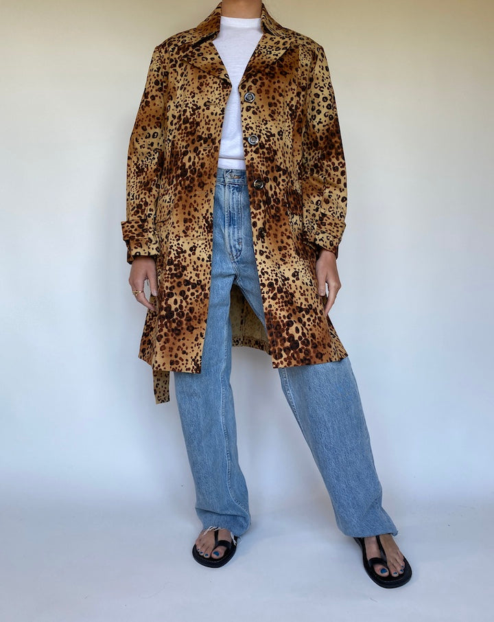 VINTAGE ANIMAL PRINTED TRENCH COAT 3808