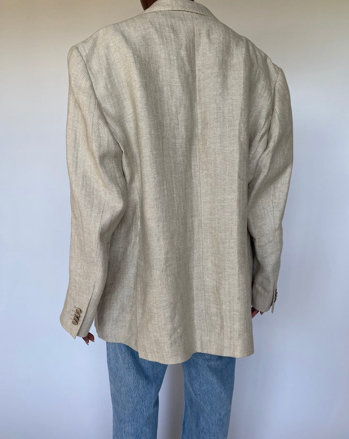 VINTAGE LIGHT BEIGE LINEN BLAZER 3570