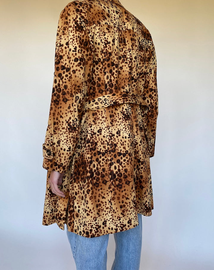 VINTAGE ANIMAL PRINTED TRENCH COAT 3808