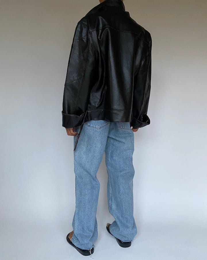 VINTAGE BLACK FAUX LEATHER JACKET 2595